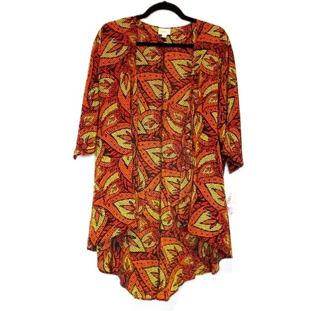 Kimono Cardigan Size Small Paisley Red Orange Yellow Black LuLaRoe Lindsay